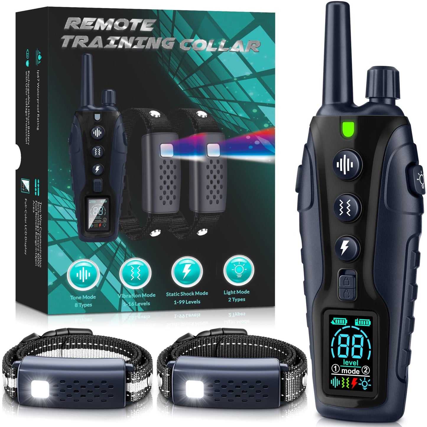 GloPawControl™ – 4000FT Remote Dog Training Collar with Flash Light