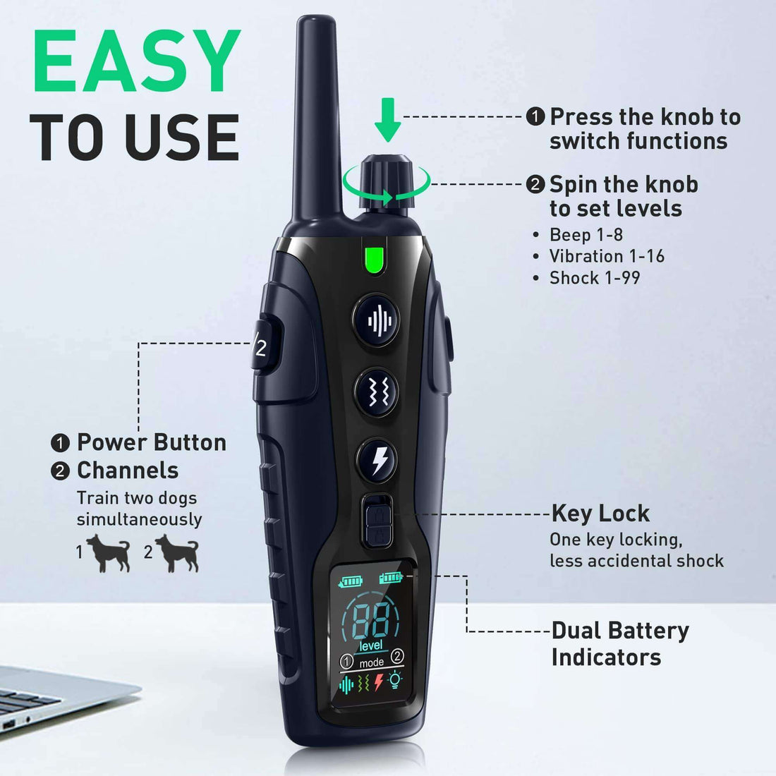 GloPawControl™ – 4000FT Remote Dog Training Collar with Flash Light