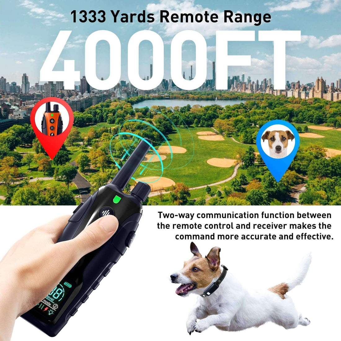 GloPawControl™ – 4000FT Remote Dog Training Collar with Flash Light